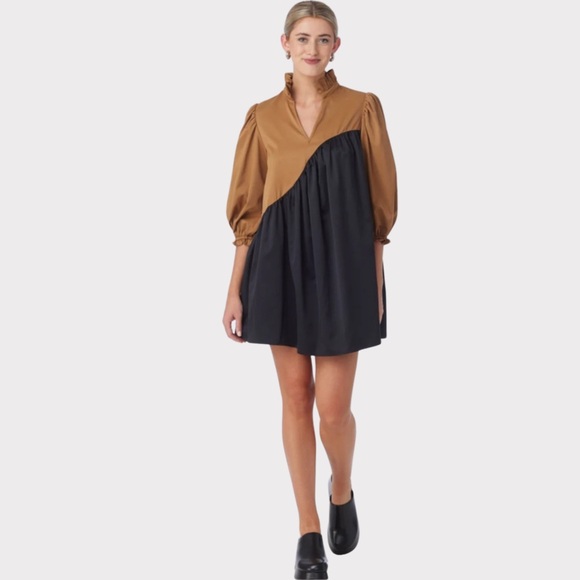 CROSBY by Mollie Burch Story Mini Dress Cappuccino Black XL NWOT - Picture 6 of 14